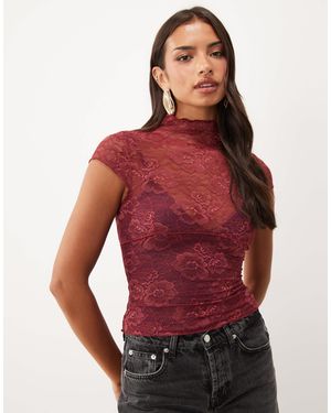 ASOS Oberteil mit spitzen-colour-blocking und kappärmeln - Rot