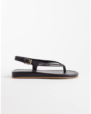 Mango Faux Leather Strappy Flat Sandals - Brown