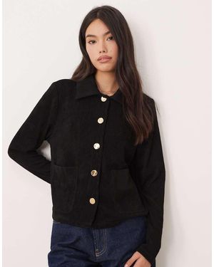 Vila Knitted Polo With Button Details - Black