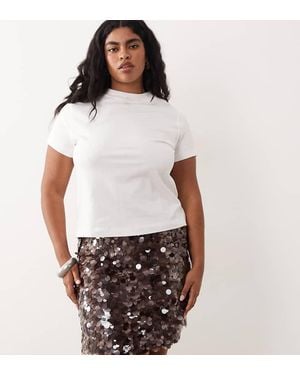 ASOS Asos Design Curve Layered Sequin Mini Skirt - White