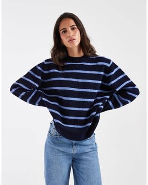 ASOS Drop Shoulder Pad Longline Sweater - Blue