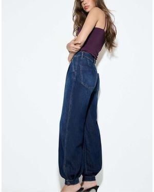 Stradivarius 100% Katoen Sarouel Jeans - Blauw