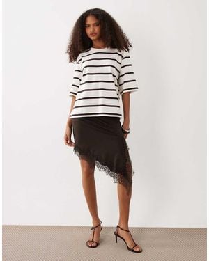 Jdy Asymmetrische Rok Met Kanten Rand - Wit