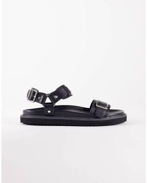 ASOS Three Strap Sandals With Metal Hardware - Blue