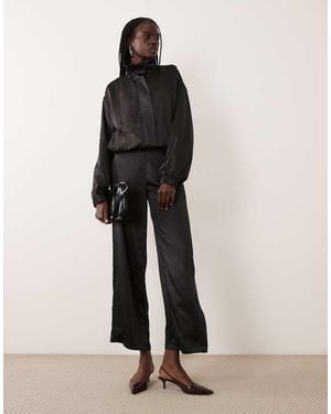 4th & Reckless Satin Relaxed Pant Co-ord - Black