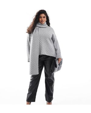 4th & Reckless Maglione Lavorato A Trecce Con Sciarpa - Grigio