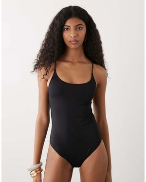 Weekday Crossover Low Back Swimsuit - Black