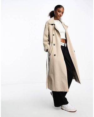 Monki Gabardina Extragrande Con Cinturón De - Neutro - Blanco