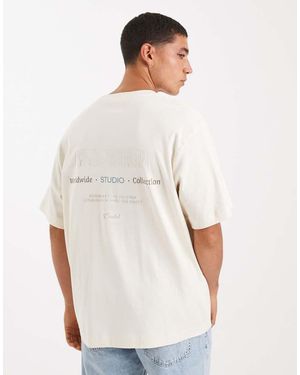Jack & Jones 200Gsm Heavyweight Oversize T-Shirt With Back Print - White