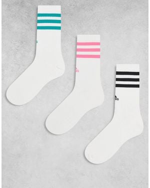 adidas Originals Adidas Training Crew Socks With 3 Stripes - White