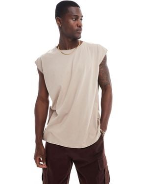 Brave Soul Oversized Raw Edge Vest - Natural