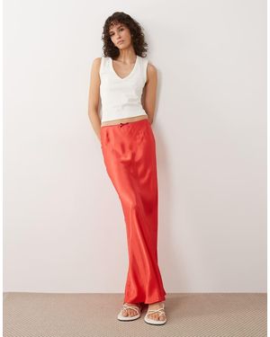 Miss Selfridge Satin Bias Maxi Skirt - Pink