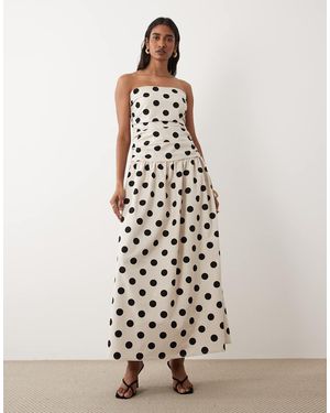 4th & Reckless Maxi Bandeau-Jurk Van Linnenmix Met Gerimpelde Verlaagde Taille - Wit
