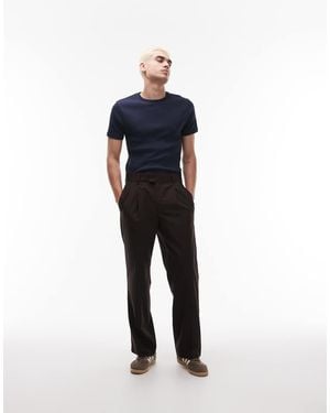 TOPMAN Skinny Fit Ribbed T-shirt - Blue