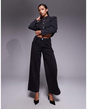 Liquor N Poker Mid Rise Straight Jean With Diamante Seam Detail Co-Ord - Blue
