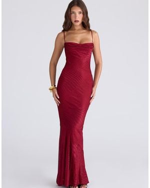 House Of Cb Nalani Deep Devoré Satin Maxi Gown - Red