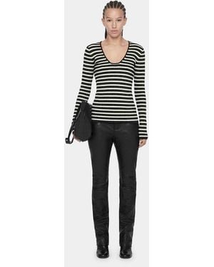 AllSaints Kay Top A Rayas Con Cuello De Pico En-Multi - Blanco