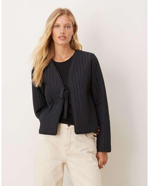 Vila Chaqueta Negra Guateada Con Lazada Delantera De -Negro