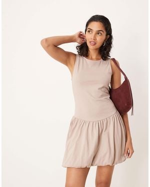 ASOS Sleeveless Bubble Hem Mini Dress - Natural