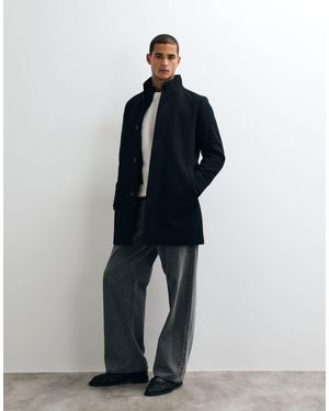 Jack & Jones Wool Blend Coat With High Collar - Blue