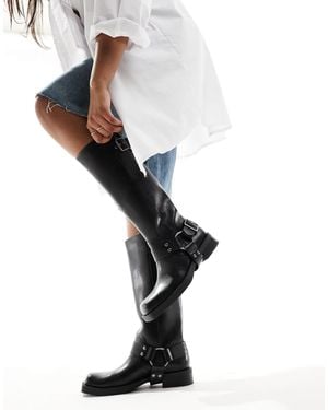 Pull&Bear Buckle Detail Boots - Black