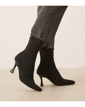 ASOS Wide Fit Reagan Chisel Toe Sock Boots - Black