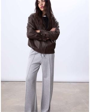 Stradivarius Oversize Faux Leather Jacket - White