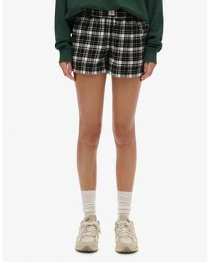 Superdry Cotton Check Elastic Shorts - Green