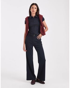 Collusion Pantalon taille basse à fines rayures - marine - Bleu