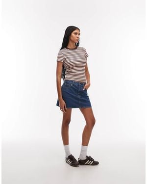 ASOS High Waisted A Line Mini Skirt - Blue