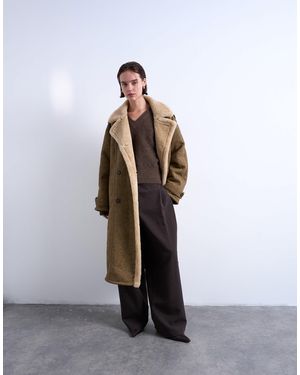 Manteau Topshop Noir Avec Bordure En Fausse Fourrure Blanche Amovible - Taille UK 8, Occasion Très Bon état