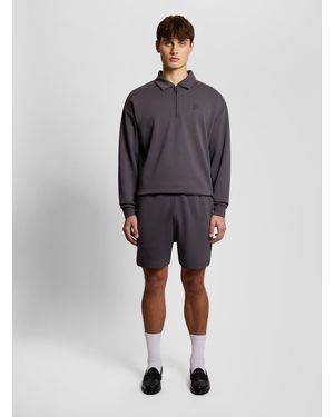 Lyle & Scott Mid Layers Relaxed Collared Interlock Sweatshirt - Blue