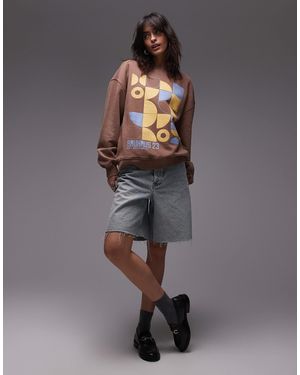 TOPSHOP Graphic Bauhaus Sweatshirt - Brown