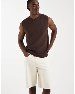 ASOS Relaxed Knit Textured Cable Tank - Brown