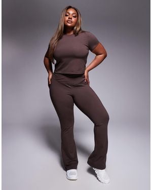 4505 Curve Icon Wrap Waist Slim Kick Yoga leggings - Brown
