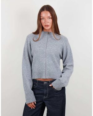 SIMMI Soft Funnel Neck Zip Through - Blue