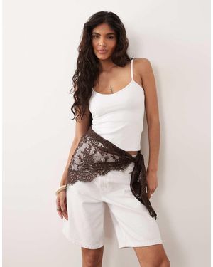 Gina Tricot Lace Scarf - Brown