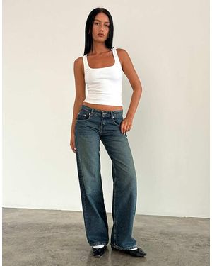 Motel Parallel Leg Low Rise Jeans - Blue