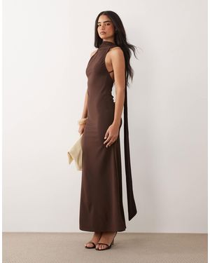 chinese dress ladies Rent ASOS DESIGN Frill Plunge Maxi Dress In Black main image 1