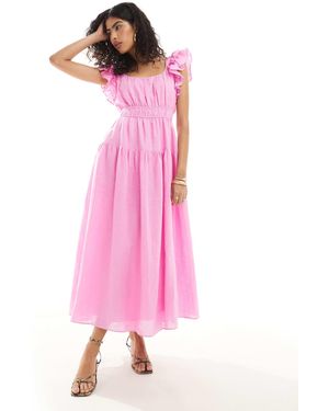 Forever New Ruffle Shoulder Midaxi Dress - Pink