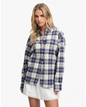 Superdry Kariertes relaxed-fit-flanellhemd - Blau