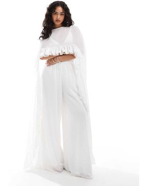 TFNC London Top A Mantella Con Volant Color Crema - Bianco
