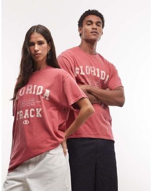 Reclaimed Vintage Unisex Collegiate Graphic Tee - Red