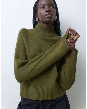 New Look Boxy Trui Met Opstaande Kraag - Groen