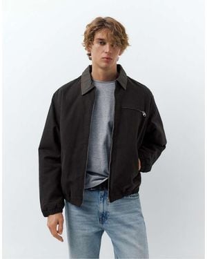 Pull&Bear Jacket With Contrast Collar - Black