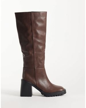 Raid Carnie Block Heel Knee Boots - Brown