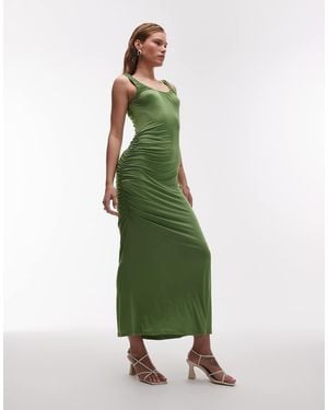 TOPSHOP Slinky Scoop Neck Maxi Dress - Grey