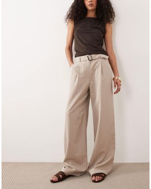 Miss Selfridge Tailored Wide Leg Buckle Pants - Natural