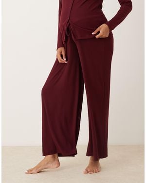 ASOS Asos Design Maternity Lounge Mix & Match Rib Wide Leg Pants - Red