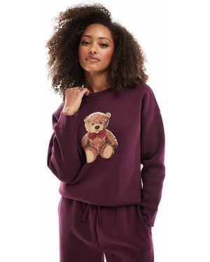 Miss Selfridge Sudadera Burdeos Con Estampado Gráfico De Oso De Peluche De -Marrón - Morado